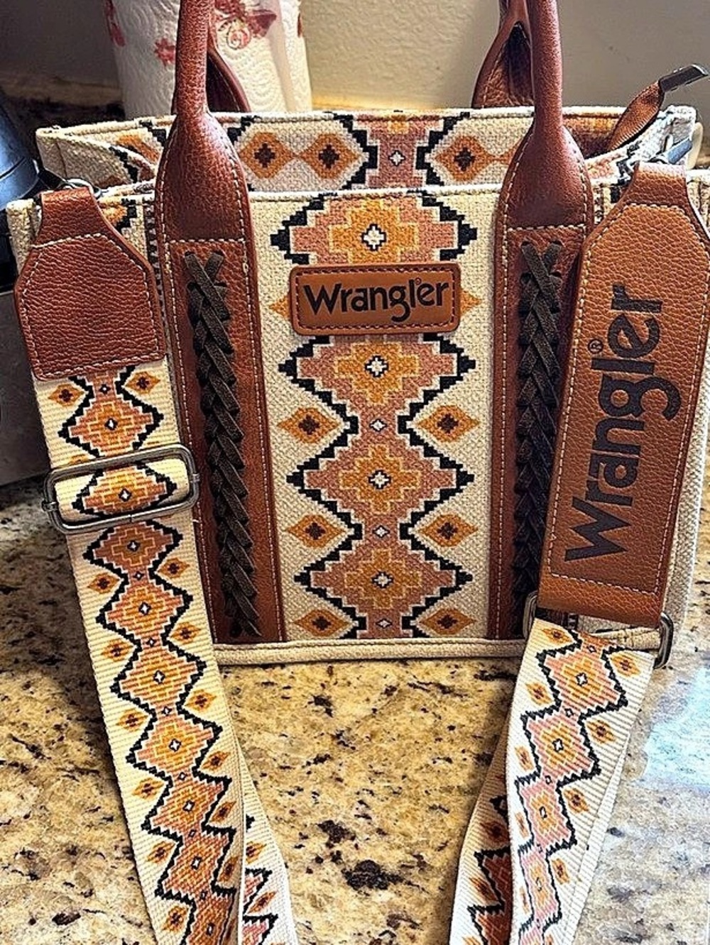 Wrangler Southwestern Pattern Dual Sided Print Mini Tote / Crossbody Mini Tote